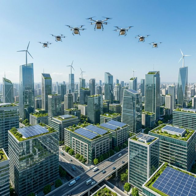 row of modern electric bicycles at a docking station, solar panels, green futuristic city park background, sunlight, eco-friendly, photorealistic, 8k, no people